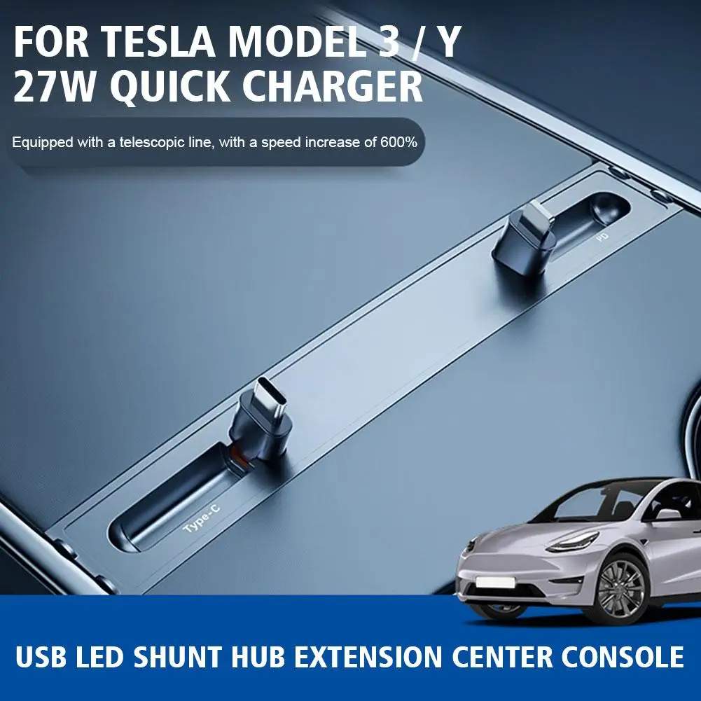 

Intelligent Docking Station for Tesla Y 27W Quick Charger USB Shunt Hub Central Control Splitter for Model 3 Y 2022 K6L5