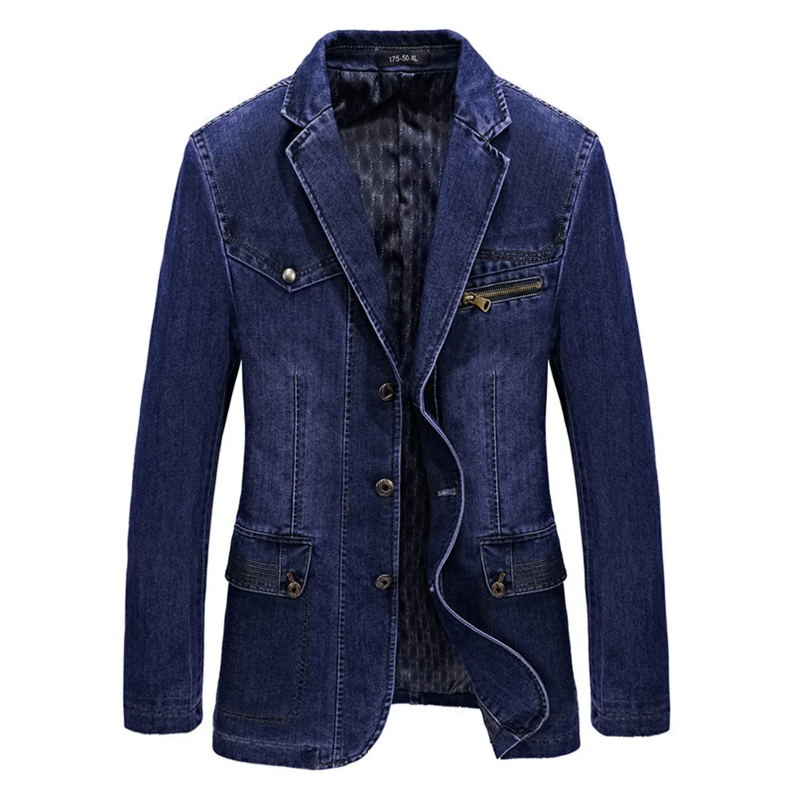 New Mens Denim Blazer Male Suit Jacket Oversized Fashion Cotton Vintage Blue Coat Denim Jacket Men Jeans Blazers