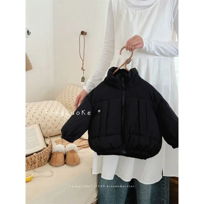 Autumn and Winter Solid Top Boys and Girls Light Cotton-padded Jacket Children's Cotton Jacket Autumn Warm Coat Fashion Baby
