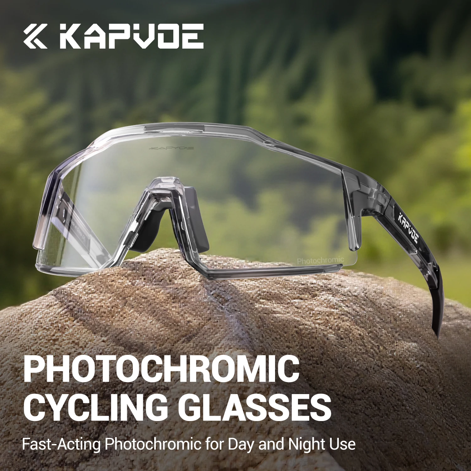 KAPVOE UV400 HD 포토크로믹 하이킹 선글라스 야외 스포츠 사이클링 하이킹 안경 세련된 운전 선글라스 MTB 선글라스