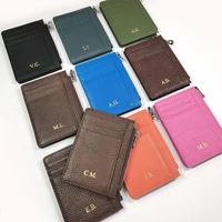 Custom Name Luxury Design Card Holder Fashion Zipper Genuine Leather Coin Purse Casual Wholesale Business Card Wallet For Woman - Image 3