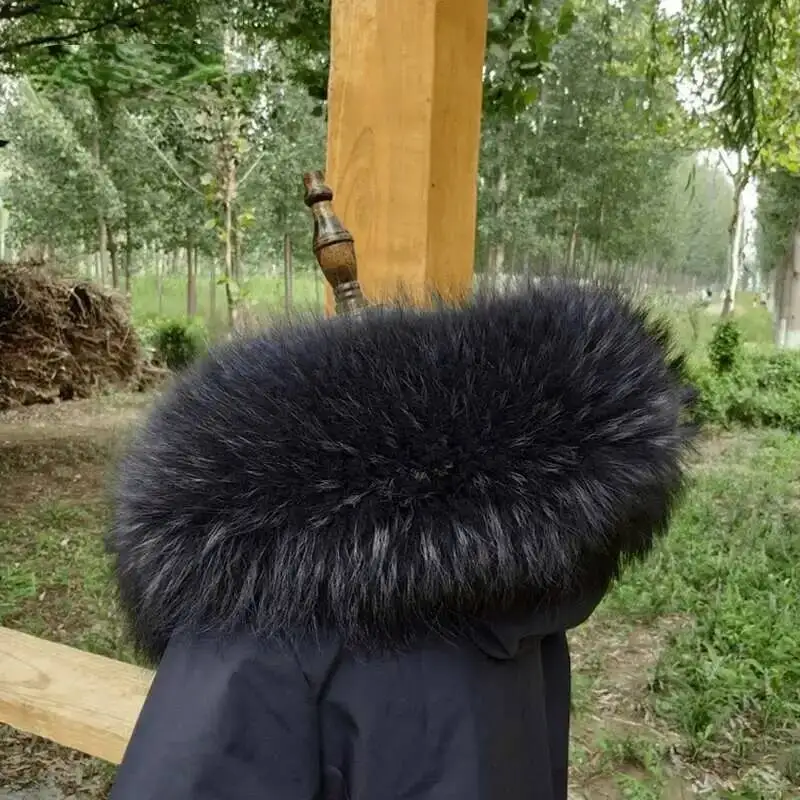 Real Raccoon Fur Collar For Winter Coat Hood Decor Fur Scarf Accessory fur scarf accessory