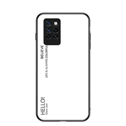 Gradient Tempered Glass Hard Cover Back Phone Case with Glass Protector for Infinix Note 10 Pro (White)