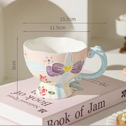 Aesthetic Ceramic Coffee Mug - Stylish Drinkware for Home and Office, Microwave Safe Gift (B)