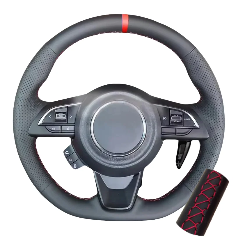 Deluxe Hand-Stitched Microfiber Leather Steering Wheel Cover