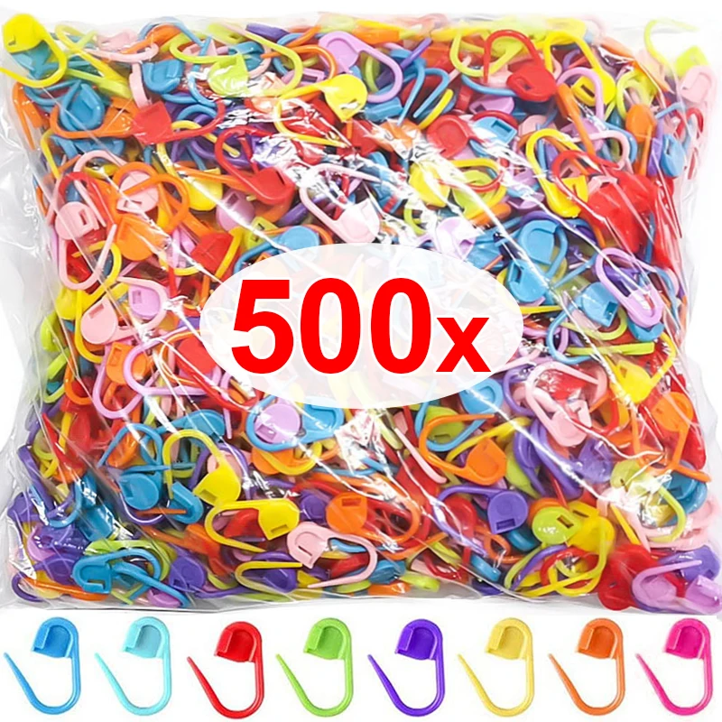 500/50pcs Mini Knitting Crochet Clips Pins Locking Stitch Markers Multicolor Plastic Sweater Needle Clip DIY Craft Sewing Tools