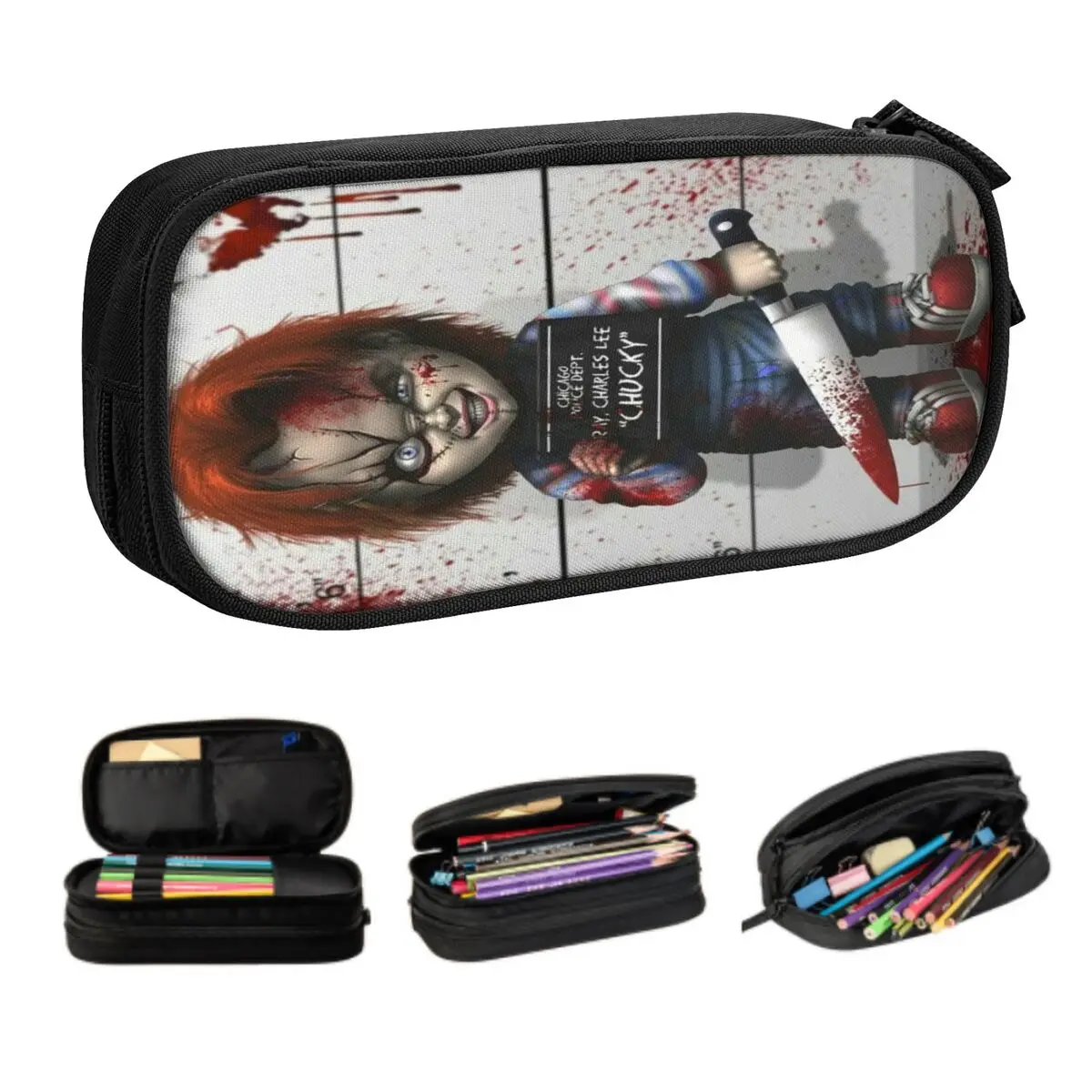 

Kawaii Чаки от детей, играйте в пеналы для мальчиков и девочек, большой контейнер, карандаш из страшного фильма