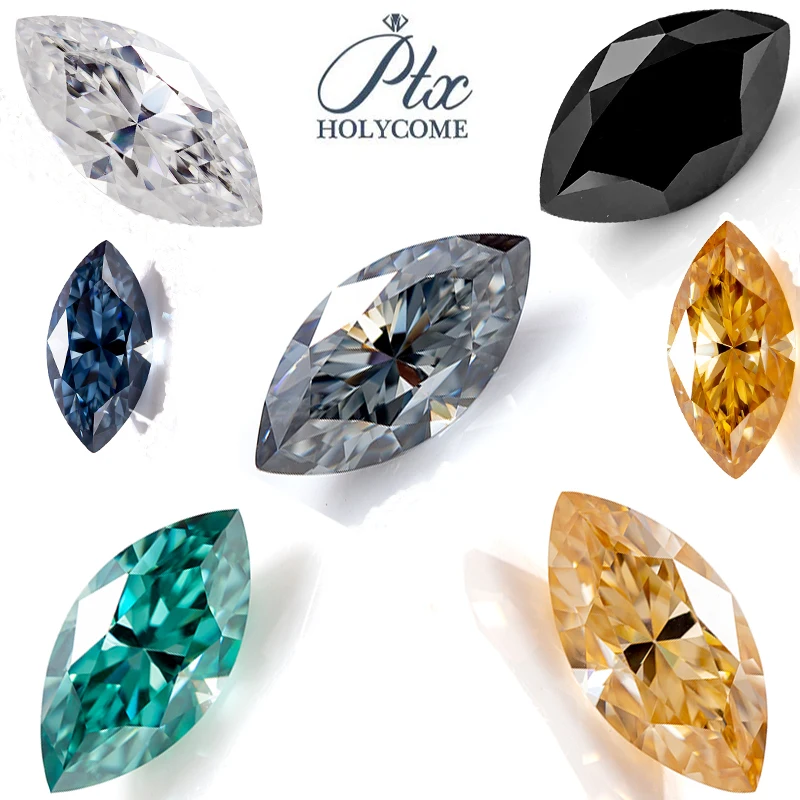 Gra Multicolor Brilliant Marquise Cut Loose Moissanite Gemstone Vvs1 Pass Diamond Test Con Pietre Preziose Certificato Gra All'Ingrosso