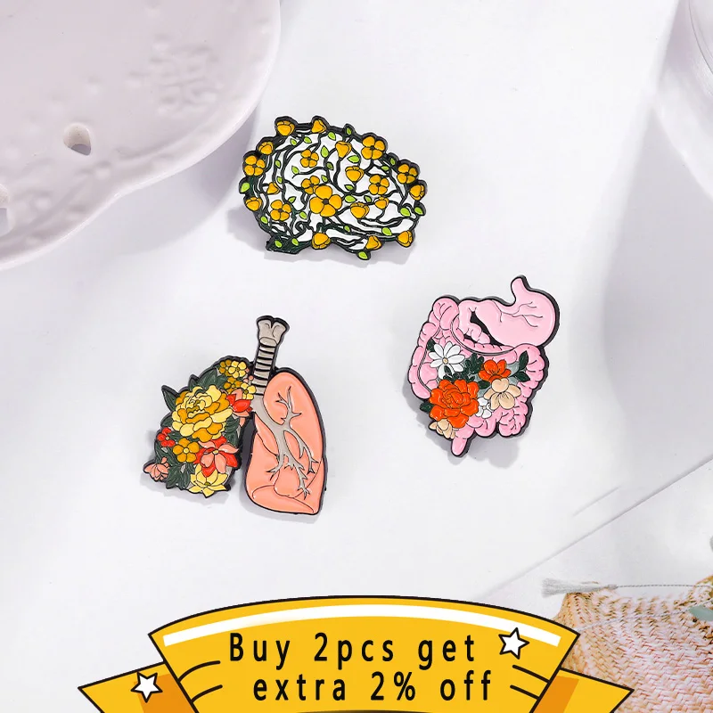 Körper Orgel Gehirn Blume Brosche Design Gefühl Nische Metall Abzeichen Pin Zubehör Student Geschenk Tasche Anhänger Feminismus Schmuck Geschenke – Detail 1