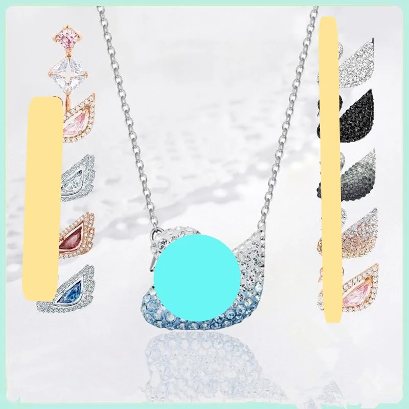 

Swarovska Gradient Blue Sky Goose Necklace Simple and Fashionable Versatile White Swan Collar Chain Women's Festival Gift