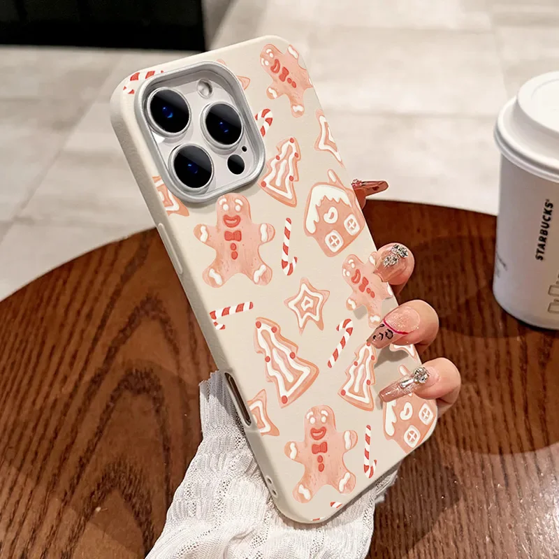Elegant Leather Texture Christmas Santa Elk Shockproof Case - Solid Color Cover