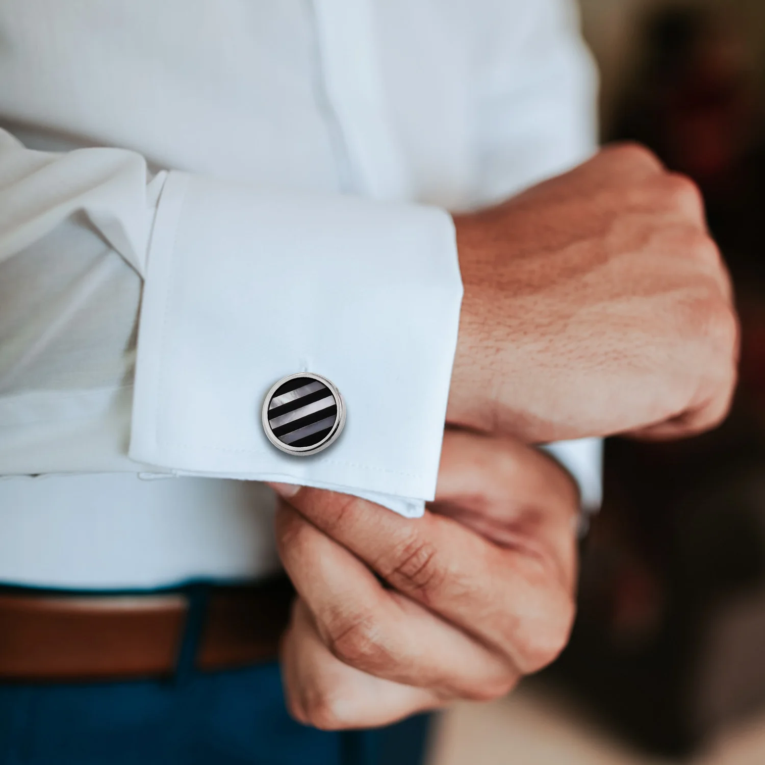 New Stone patchwork cufflinks and Studs Set for Men Fashion&High Quality Tuxedo Shirt Accessories Cuff Button