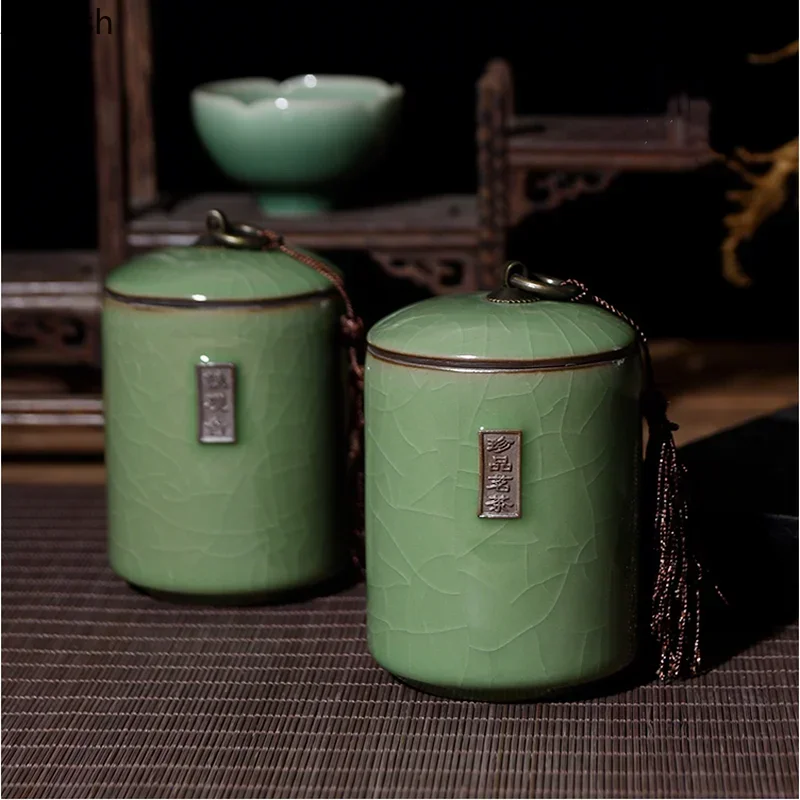 Ceramic Jar Tea Caddy Sealed Storage Tank Candy Jars Tea Box Container Home Organizer Food Storage Box Decorative Jars