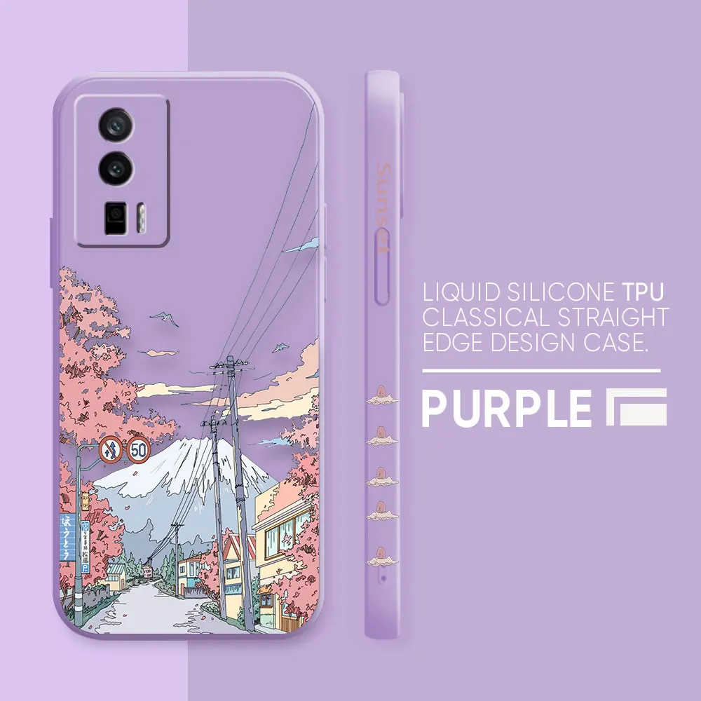 thumbnail image 1 of Case For Redmi K60E K50 K40S K40 K30 K20 10C 9 8A 8 10 Pro 4G 5G Colour Simple Liquid silicone Case Sunset Maple Snow Mountains, 1 of 5