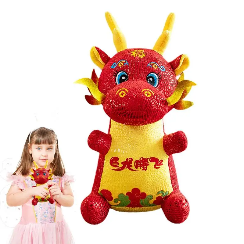 

Stuffed Dragon Soft Mascot Ornament Dragon Doll Hugging Pillow Chinese Dragon Decor Zodiac New Year Blessing Souvenir Home