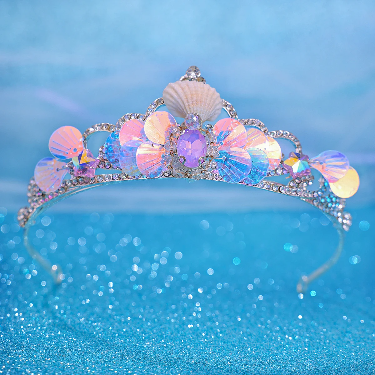 Crown Headband Colored seashells Party Mermaid Tail Hat Photo Props for Girl Birthday Party for hair accessories