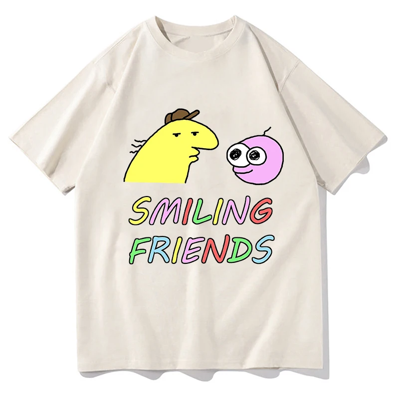 

Smiling Friends Cartoon Print T-shirt Funny Graphic Casual Summer Tee-shirt Short Sleeve Cotton Mens Tshirts Manga Printing Tees
