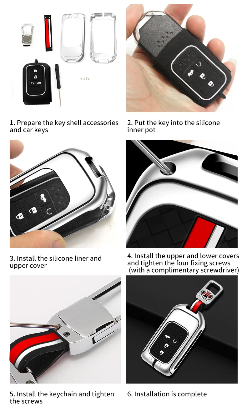 Portachiavi con copertura a distanza per auto in metallo Shell Fob per Honda CR-V CRV Accord Odyssey Civic XRV Vezel Jade Crider Fit Holder accessori - Sef2acb457ae1465687bdc56bdc372e583