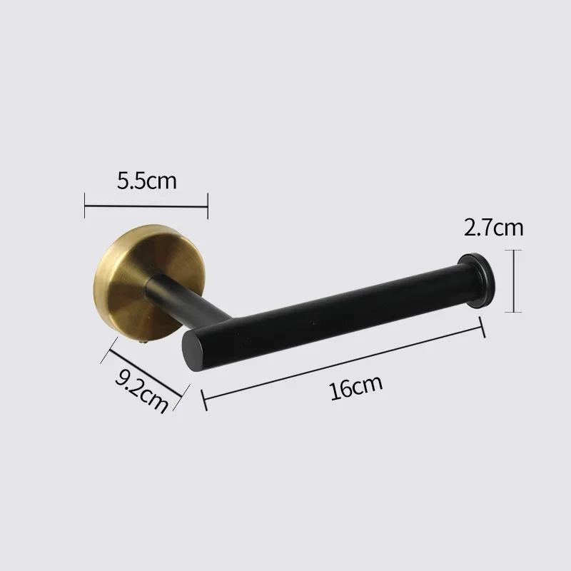 Description Picture 3 of itemBlack and Gold Stainless Steel Bathroom Hardware set Towel Bar Toilet Paper Holder Clothes Hook Bathroom Roll Towel Rack Ring