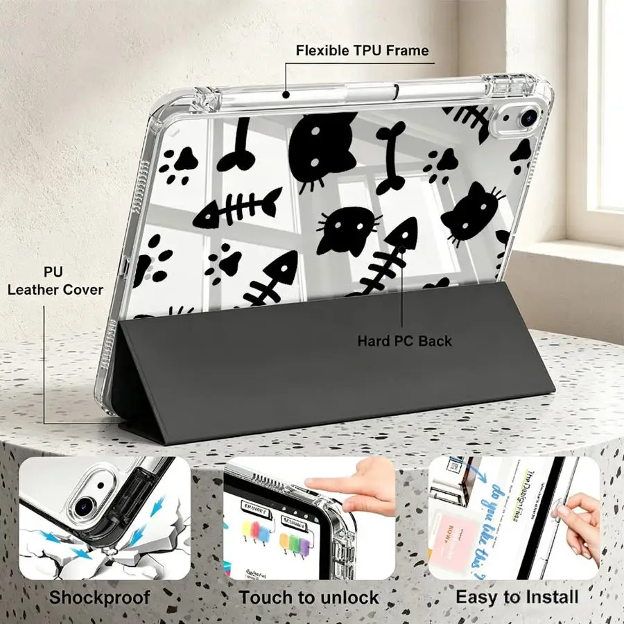 Cute Cat Tablet Case with Pen Slot Cover
