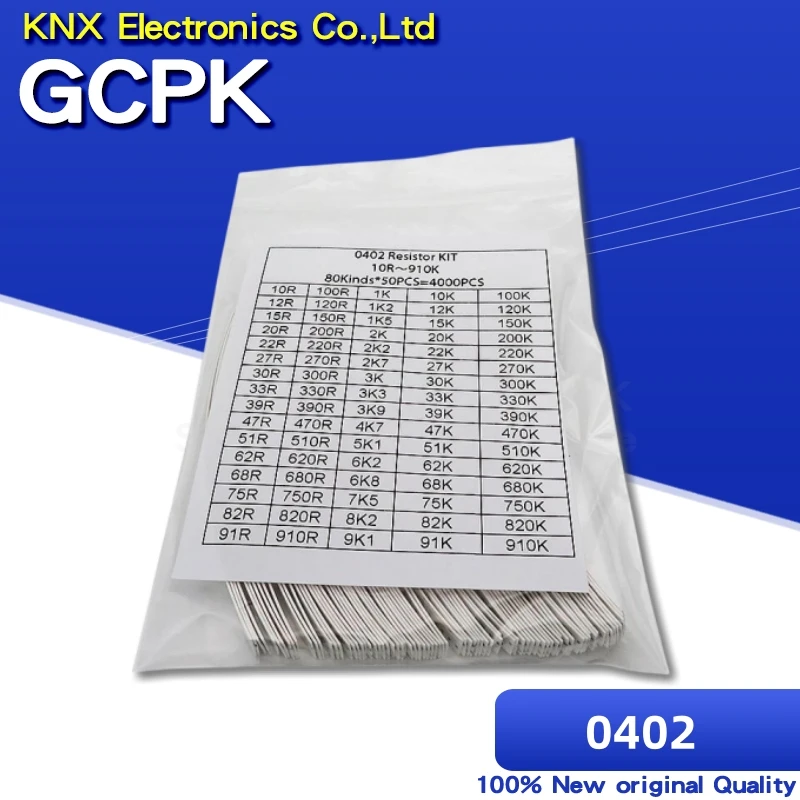 SMD Resistors 4000pcs 0402 Assorted Kit 10ohm-910K ohm 5% 80valuesX 50pcs = 4000pcs Sample smd resistor,smd chip resistor