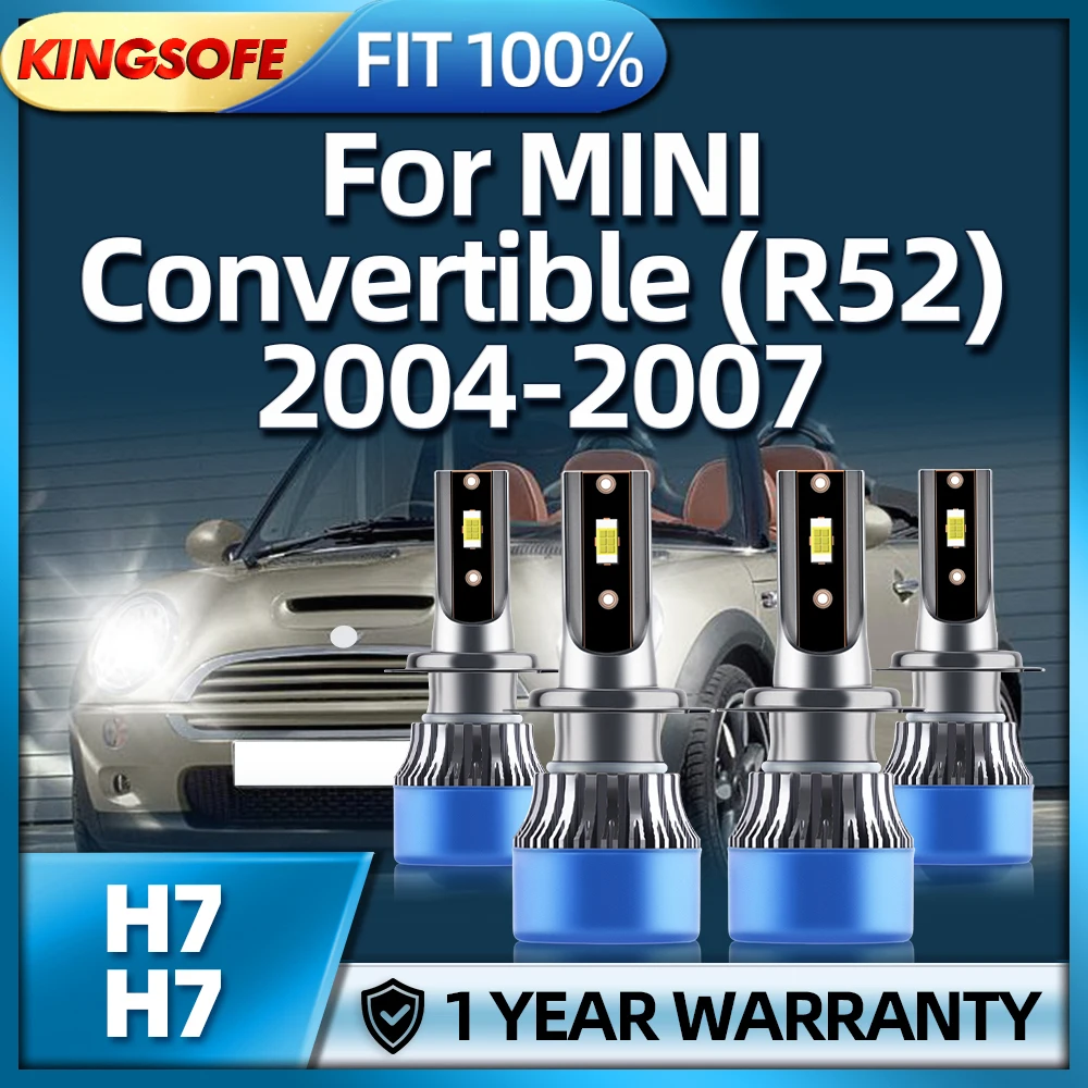 

4Pcs 42000LM H7 LED Headlights 6000K Car Bulbs High Low Beam Kit For MINI Convertible (R52) 2004 2005 2006 2007