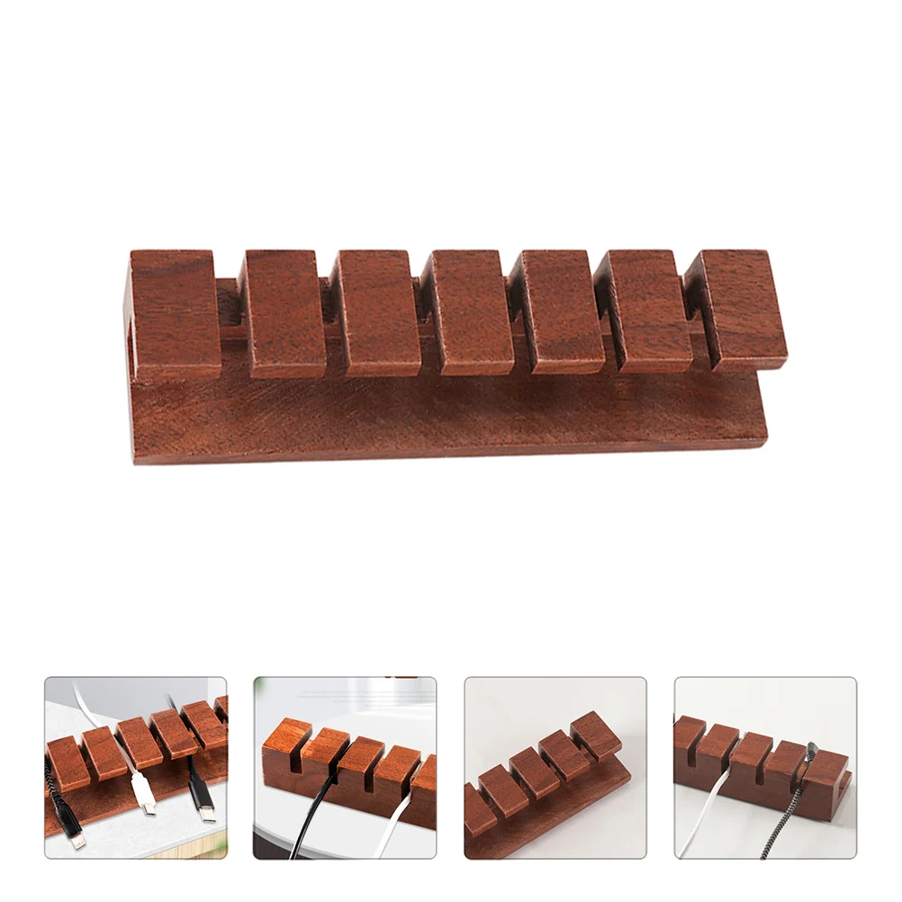 

Cable Manager Stand Organizers Natural Wooden Holder Walnut Clip Wire System for Home