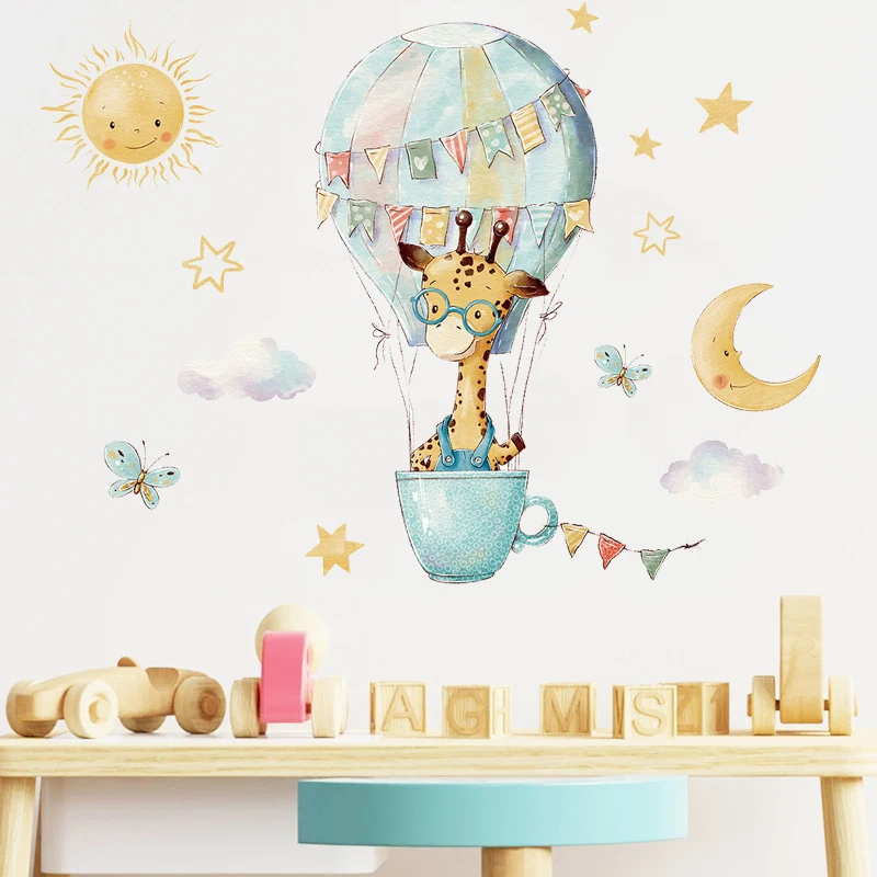 40 Pezzi Adesivi Murali Animali E Mongolfiere Per Camera Bambini - Decorazione Colorata - Foto 10