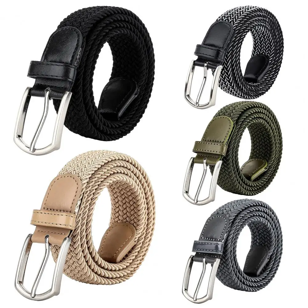 110cm Canvas Belts for Men Fashion Metal Pin Buckle Braided Belt Military Strap Male Elastic Belt for Pants Jeans canvas belts