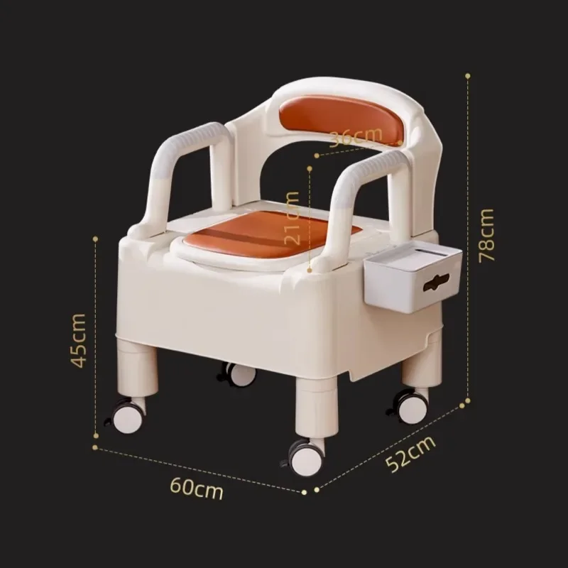 Brake Design Adult Toilet Chairs, Toilet for The Elderly, Mobile Home Wheelchair-type Commode Toilet, Bedside Commode with Wheel 6