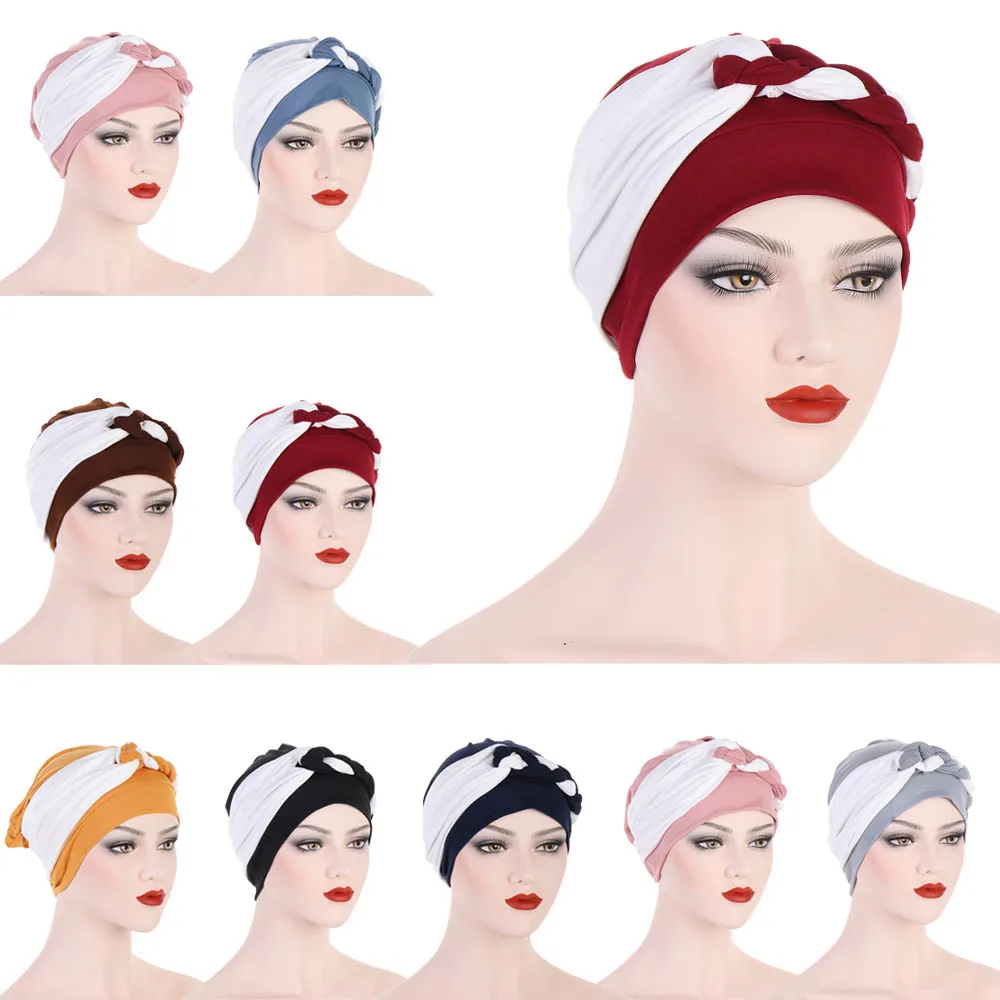 

Fashion Women Lady Muslim Braid Turban Head Wrap Headcover Cancer Hijab Chemo Islam Arab Cap Hat Hair Loss Bonnet Beanies India