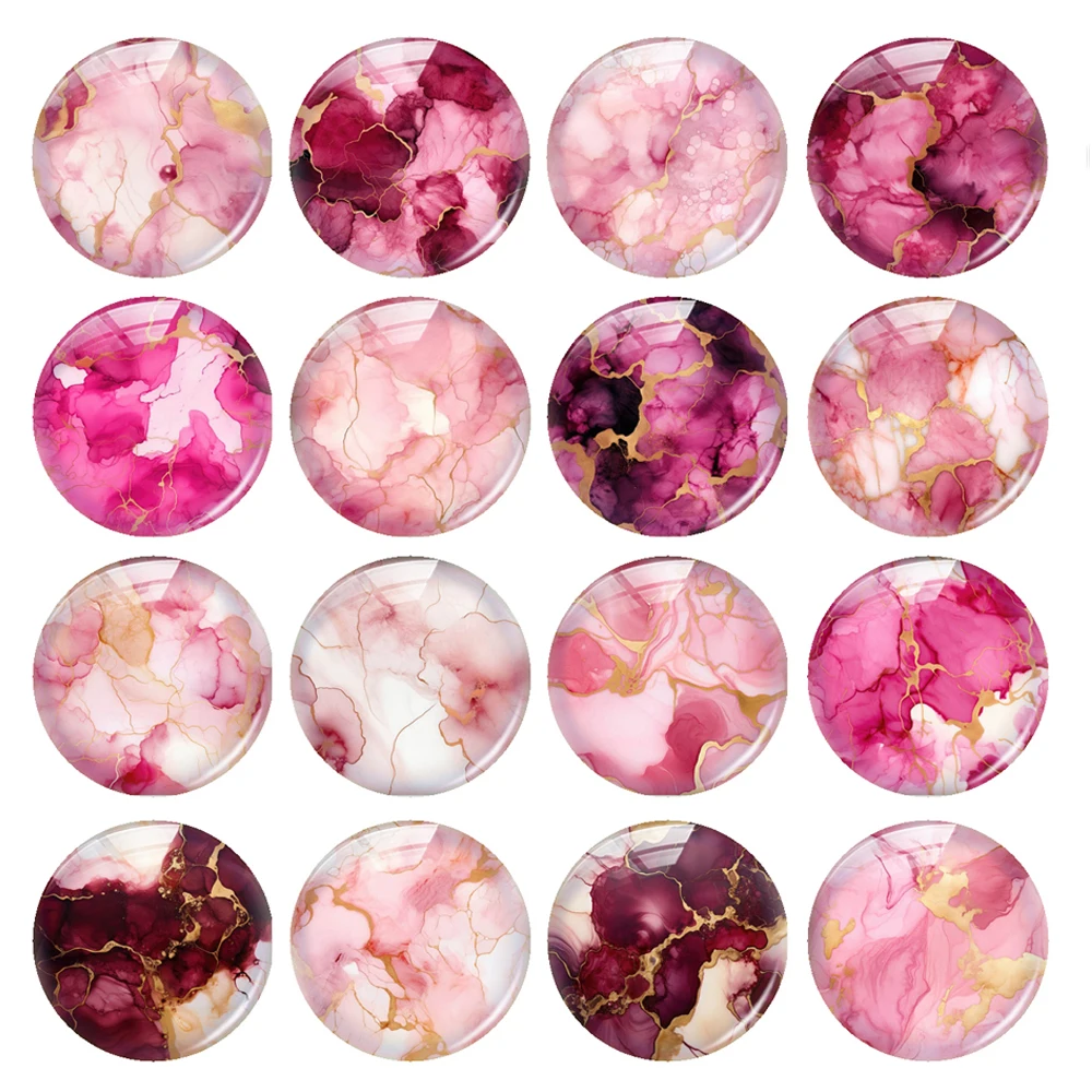 

Handmade Red Pink White Liquid Ink Photo Glass Cabochon Flatback Charms Demo Flat Back Cameo For Diy Jewelry Making Accessories