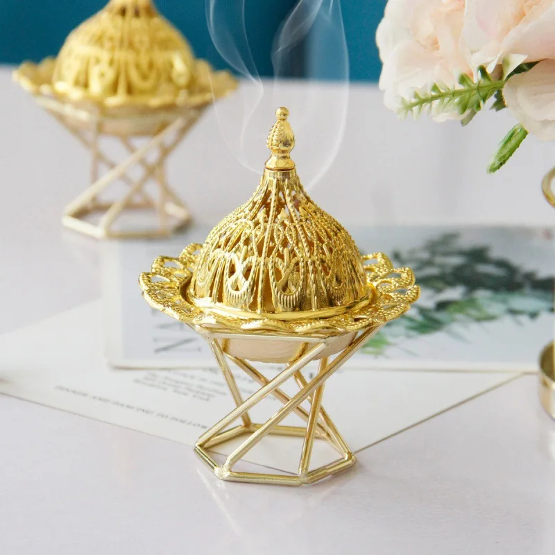 

2 PCS Gold Incense Holder Delicate Home Decoration Incense Tealight Holder Indoor Temple Decoration