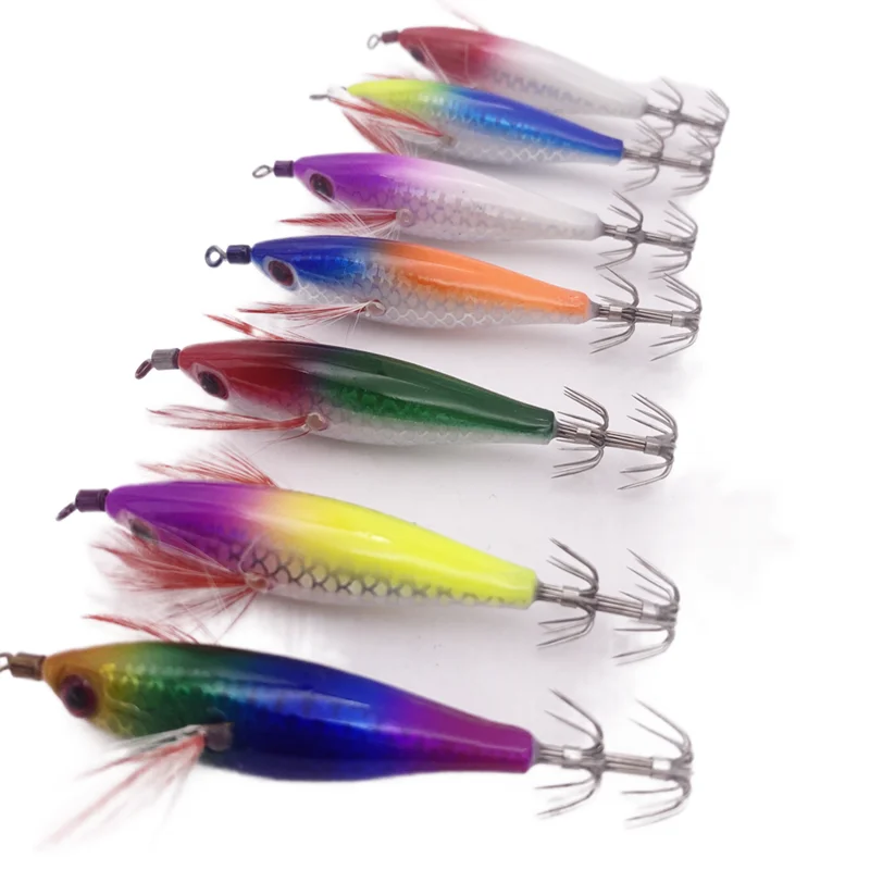 5g/8cm Luminous Wooden Shrimp Squid EGI Jig Vertical Jigging Lure Octopus  Shrimp Cuttlefish Squid Fishing lure Bait Japan Hook