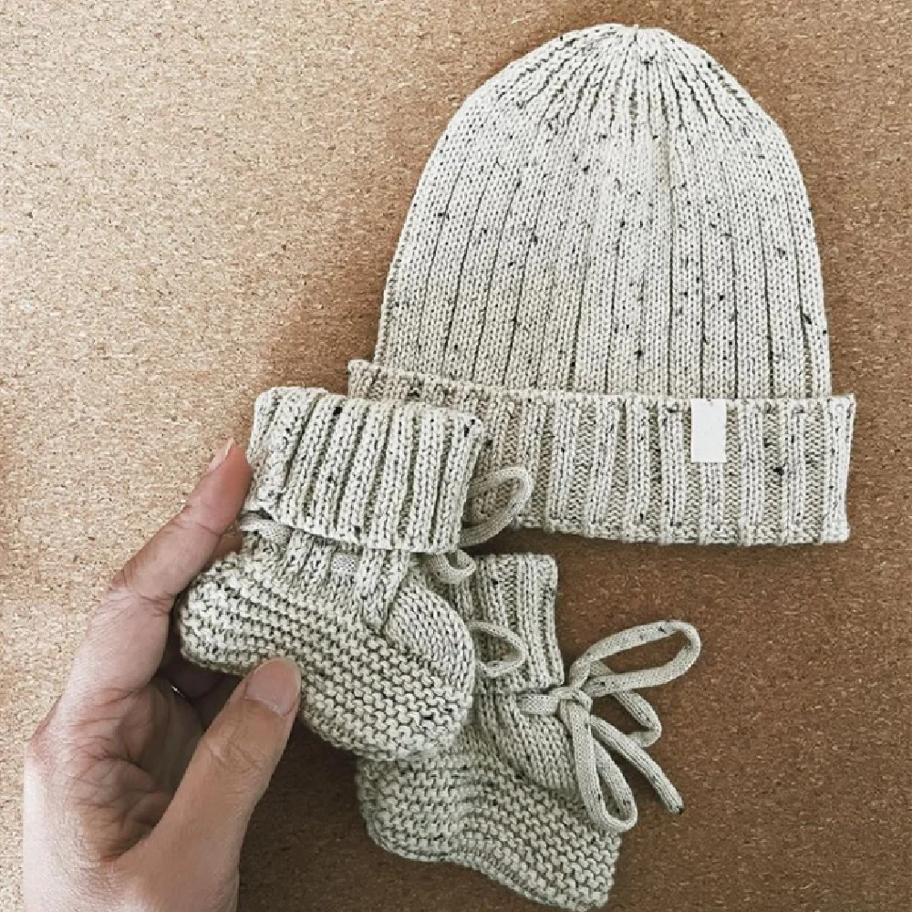Baby Shoes Baby Boots Handmade Cable Knit 100% Cotton Speckled Classic Bebe Booties Socks