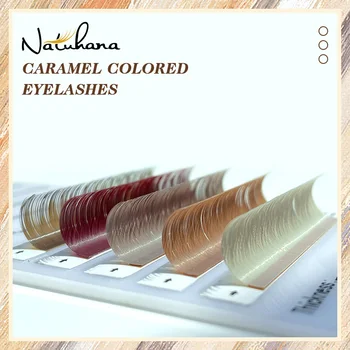 NATUHANA 컬러 속눈썹 익스텐션, 개별 컬러풀 밍크 컬러 속눈썹, 브라운 컬러 인조 속눈썹