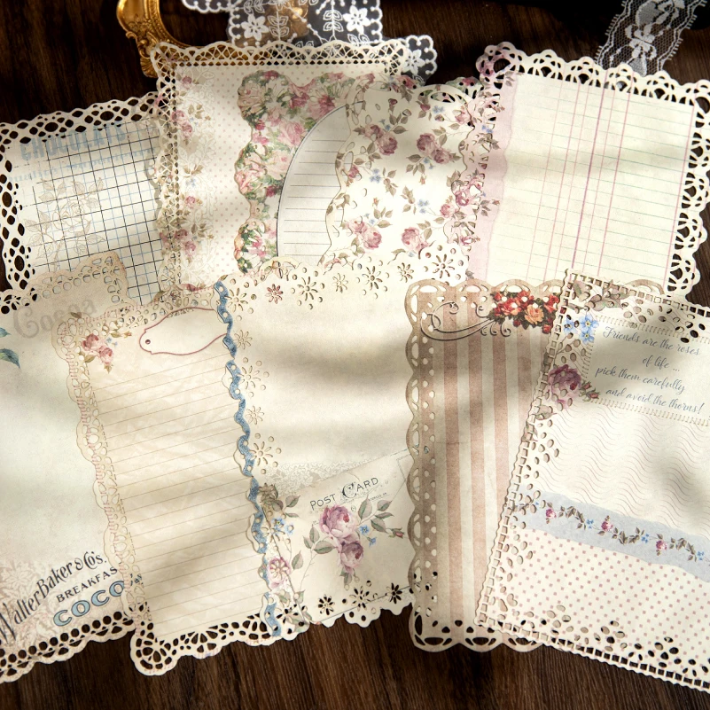 Journal GO 20pcs Vintage Material Paper DIY Flower Scrapbooking Collage Junk Journal Craft Lace Background Paper 5