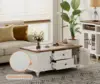 Modern Coffee Table with Storage Cabinet, White Coffee Tables for Living Room, Wood Rectangle Center Table with Drawer, White 5