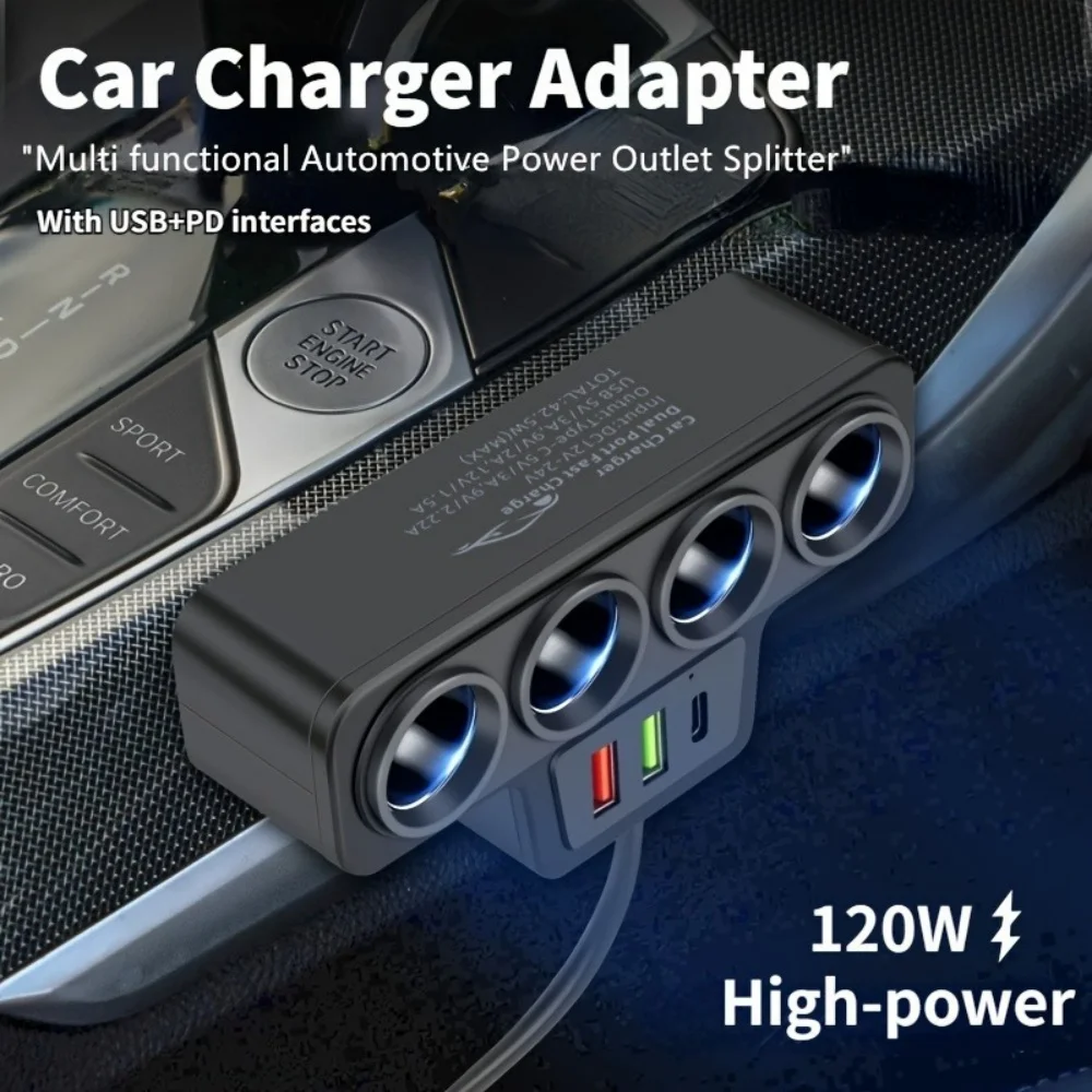 12V/24V Car Cigarette Lighter Adapter Fast Charge USB PD Car Charger 4 Ports Multifunction Universal Mobile Phone Charger In, phone charger,car charger,phone charger adapter,car phone charger