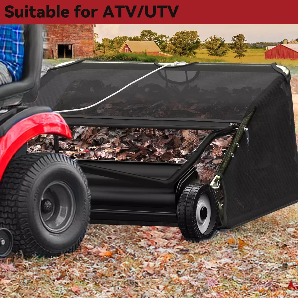YINTATECH 42" Tow Behind Lawn Sweeper Leaf Collector Sweeper for Lawn 20 Cu FT Capacity