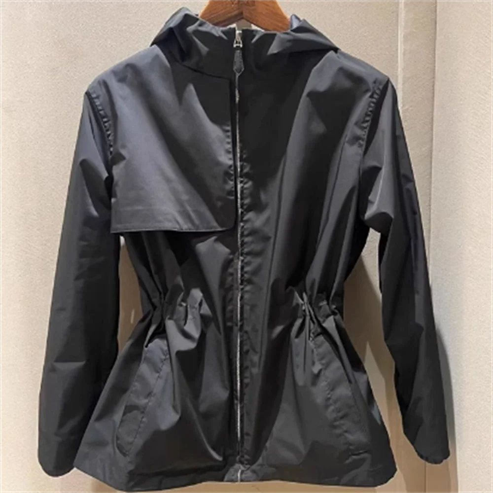 

Черная Солнцезащитная куртка на молнии, черное тонкое пальто, женская куртка с капюшоном