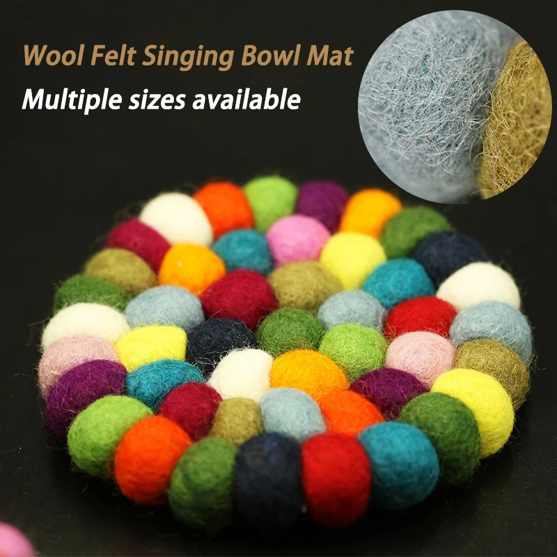 Singing Bowl Suction Tools Nepal Handmade Colored Wool Felt Singing Bowl Mat Buddhist Tibetan Singing Bowls Round Mats