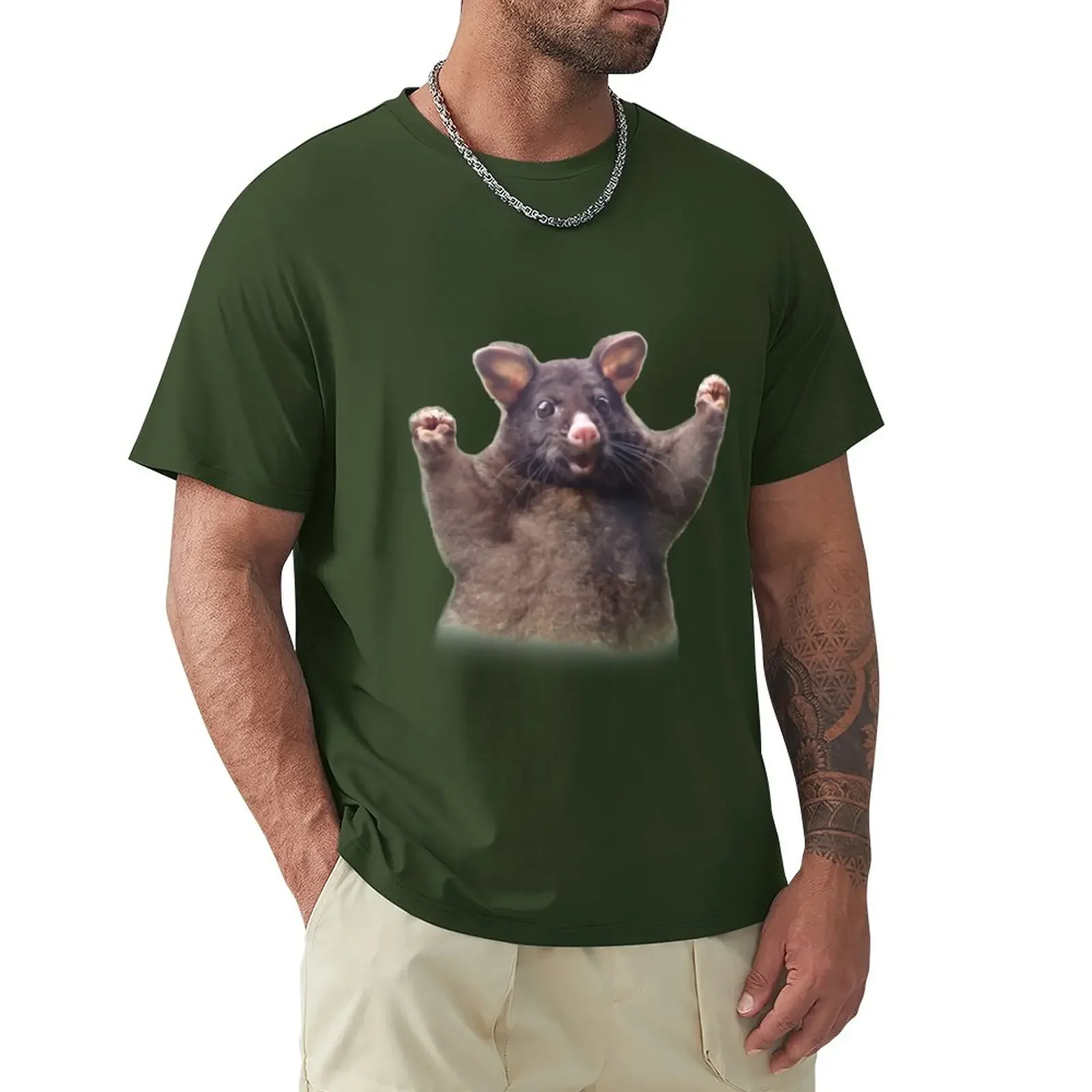 

Wahoo крысиный положительный possum meme футболка заготовки мальчиков белые мужские Графические футболки забавные