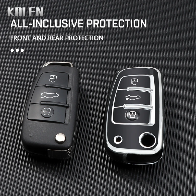 Car Key Shell Flip Key Fob Shell Key Case Cover For Audi A3 8L 8P A4 B6 B7 B8 A6 C5 C6 4F RS3 Q3 Q7 TT 8L 8V S3