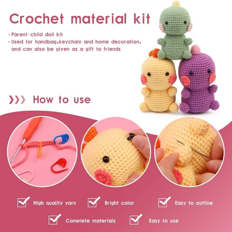 LMDZ Crochet Kit for Beginners Kniting Starter Kit for Adults with Yarn  Crochet Stuffing Crochet Keychain and Video Tutorials - AliExpress