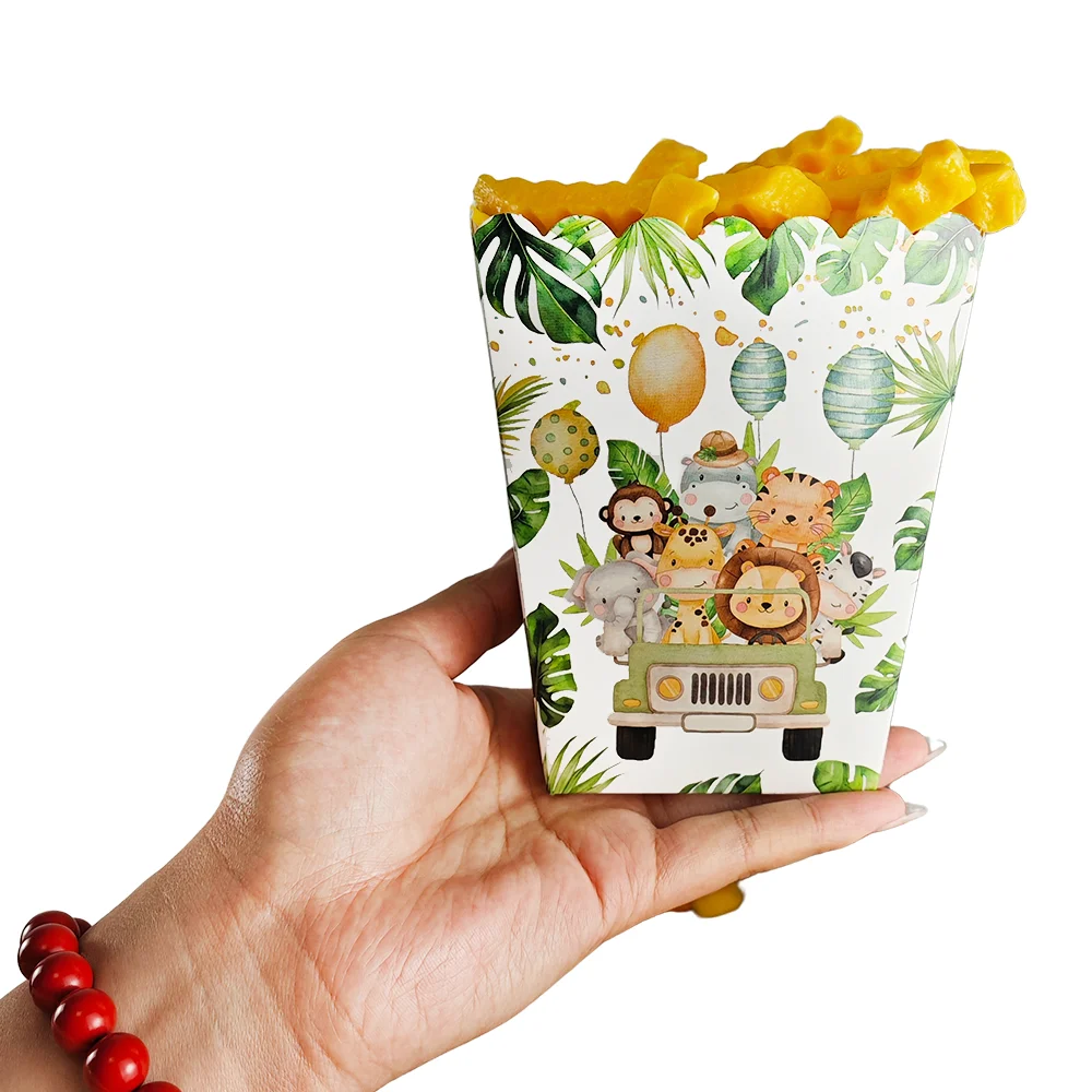 Caixas para pipoca tema animais da selva para aniversário_voghion.com