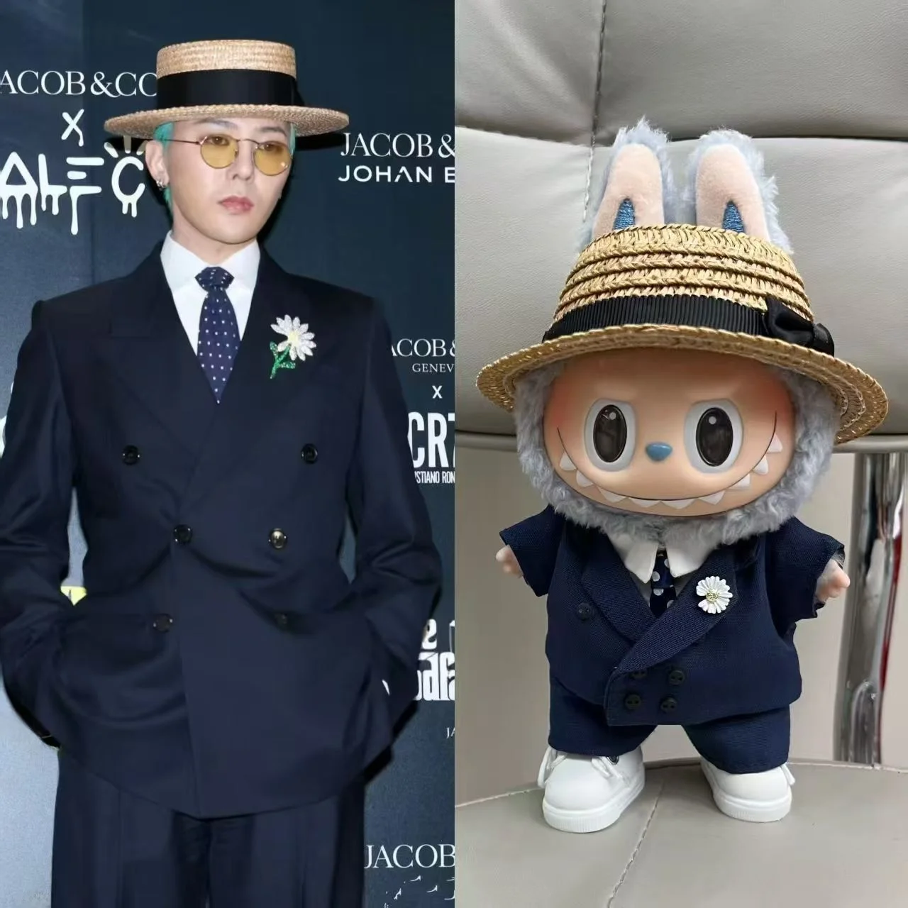 Labubu 服 GD コンサート　スーツ　Gdragon コスチューム ぬい服 17cm LABUBU ラブブ GD Gdragon 衣装 着せ替え ぬい 服 - メルカリ