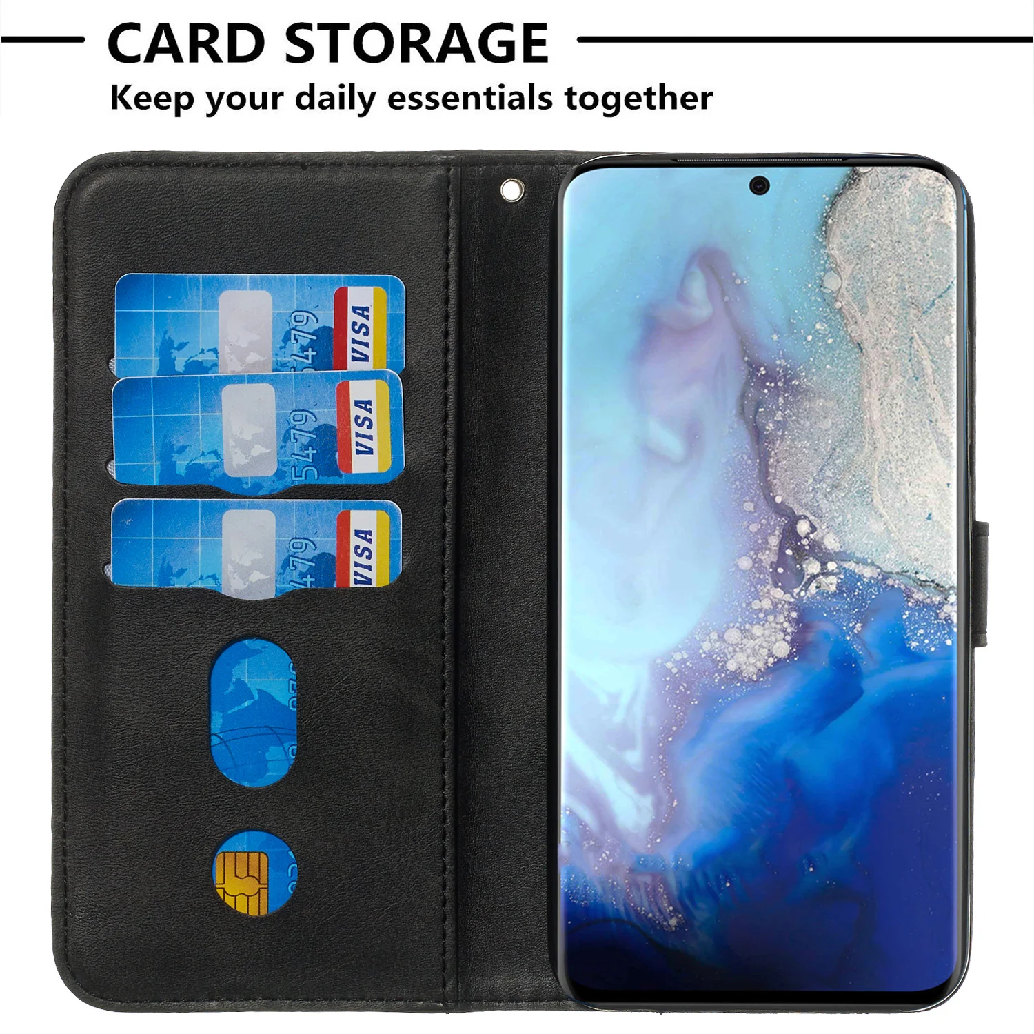 Magnetic Leather Wallet Case with Zippered Card Holder | Premium Book-Style Design