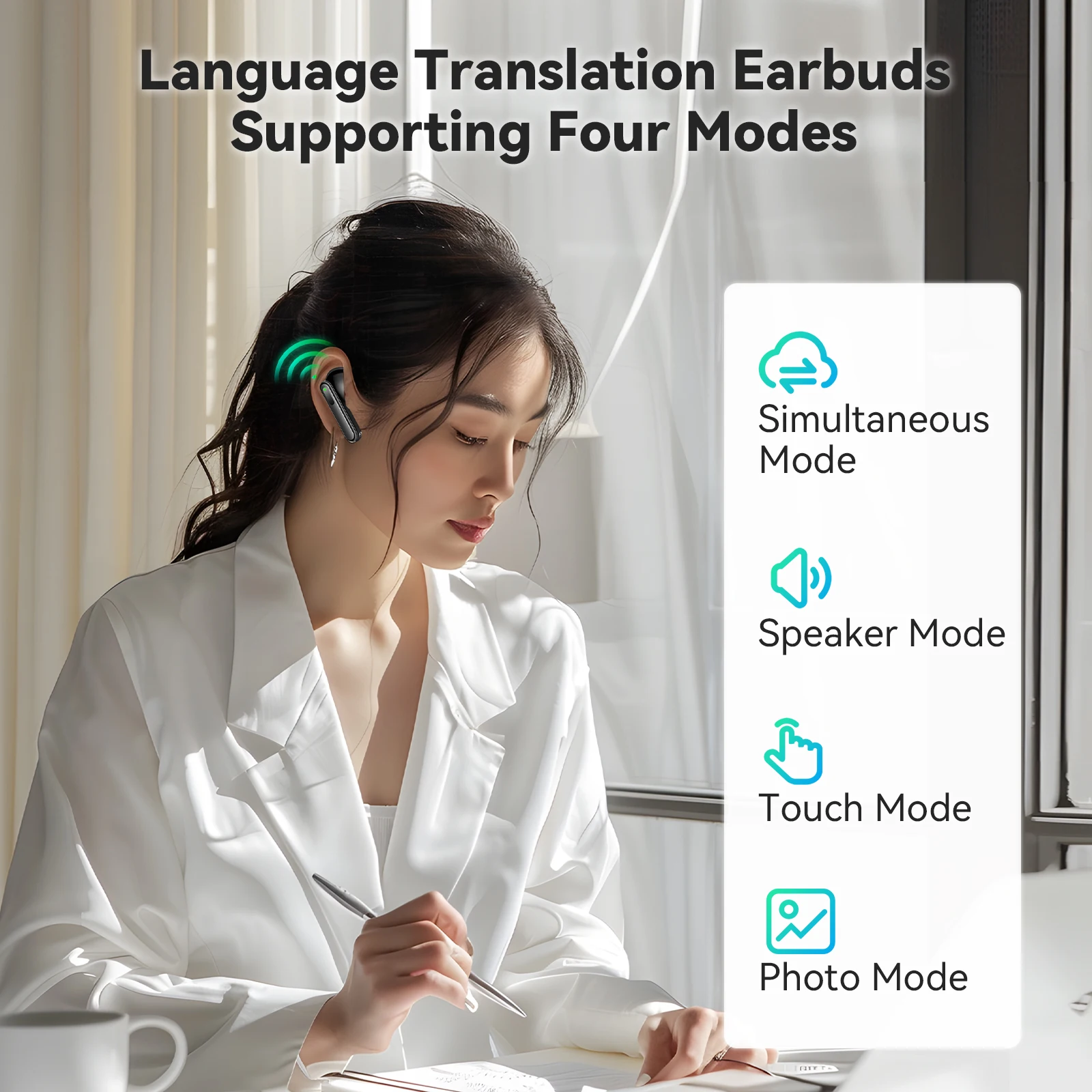 V17 Translator Earbuds 150 Languages Smart Instant Voice Translator Wireless Travel Headphones support 4 Translation Mode in APP translator earbuds translator earphones
