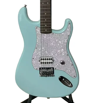 New!!!!!! Sky Blue Color Tome Delong ST Electric Guitar, Solid Mahogany Body ,Rosewood Fretboard, White pearl Pickguard